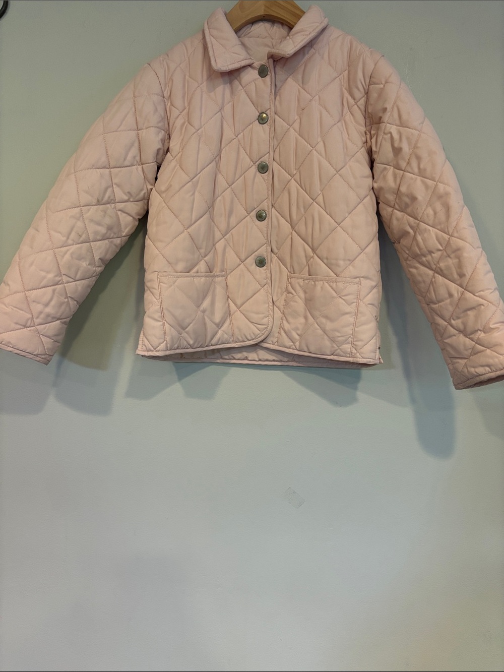 Girls' Quilted Light Pink Puffer Jacket with Snap Front